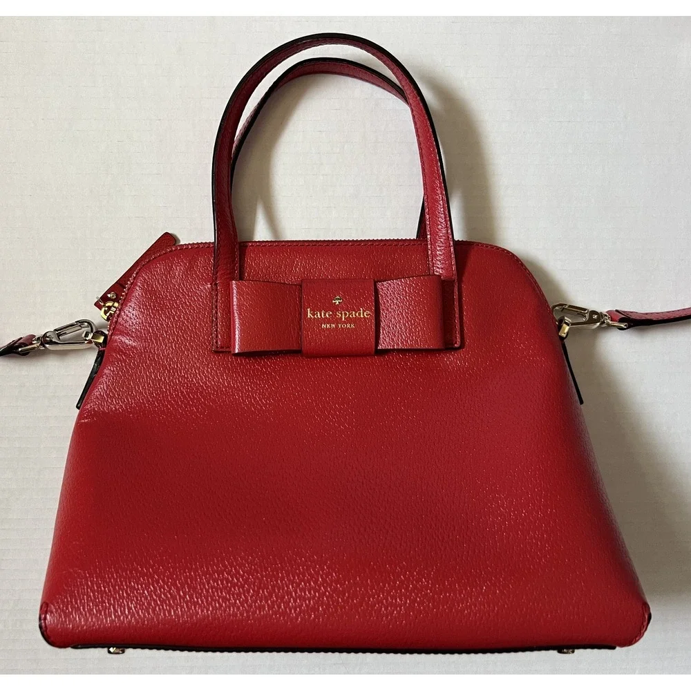 KATE SPADE NEW YORK Maise Matthews Street Satchel - Red Handbag Purse &‎ Wallet